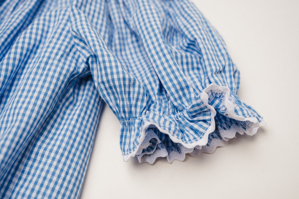 O' Christmas Tree Blue Gingham - Short Sleeves