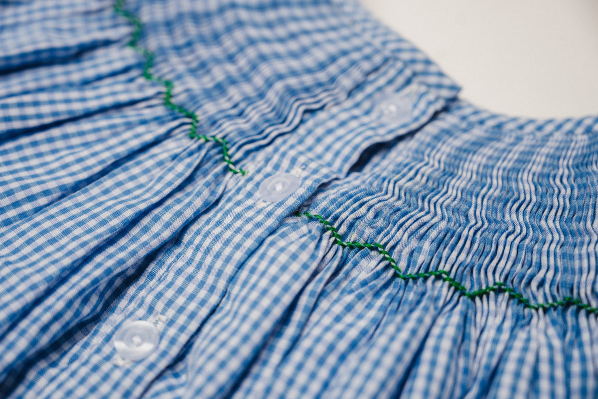 O' Christmas Tree Blue Gingham - Short Sleeves