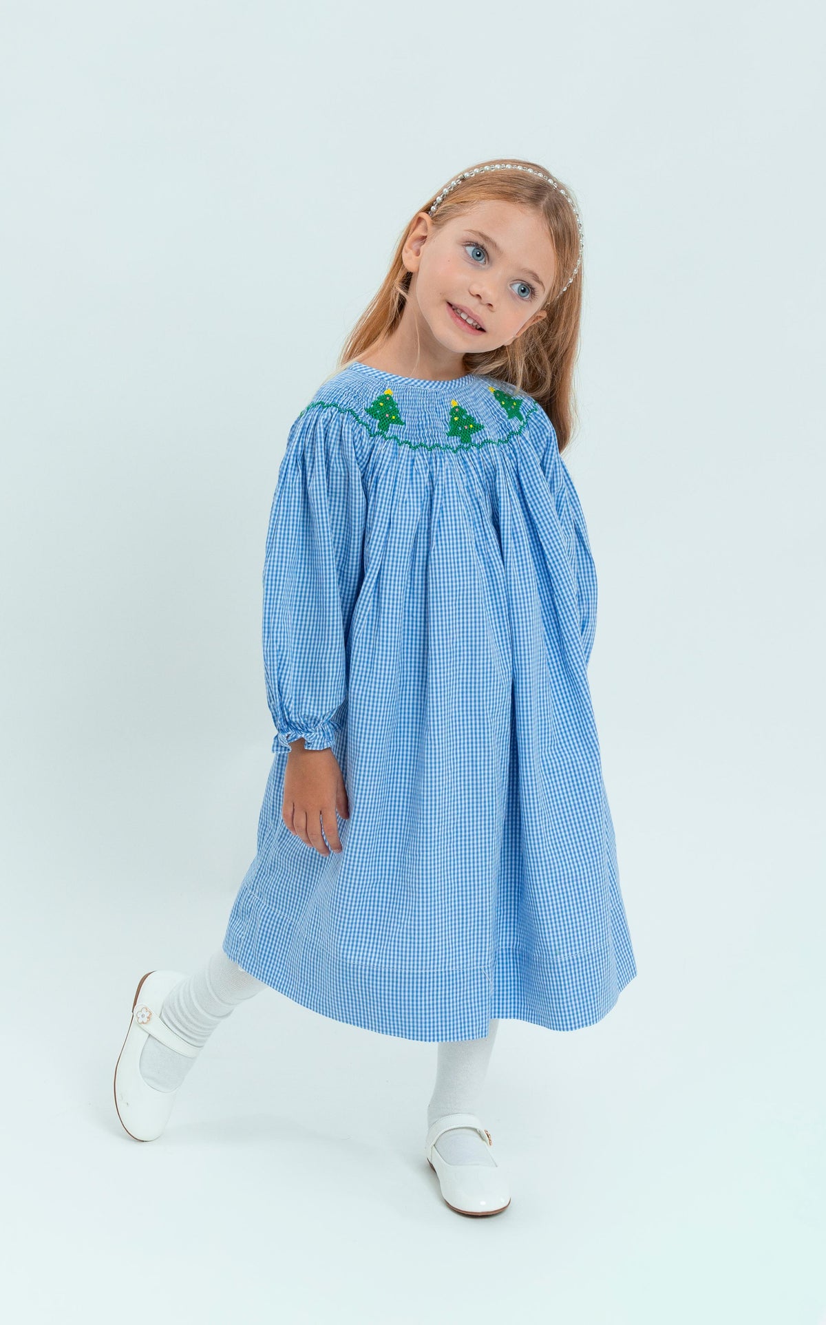 O’ Christmas Tree Blue Gingham - Long Sleeves