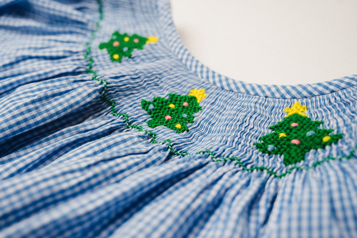 O’ Christmas Tree Blue Gingham - Long Sleeves
