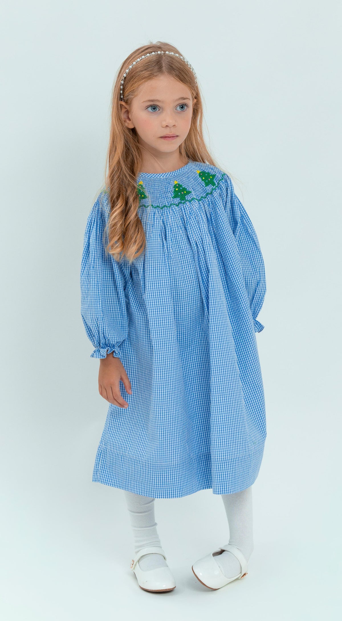 O’ Christmas Tree Blue Gingham - Long Sleeves
