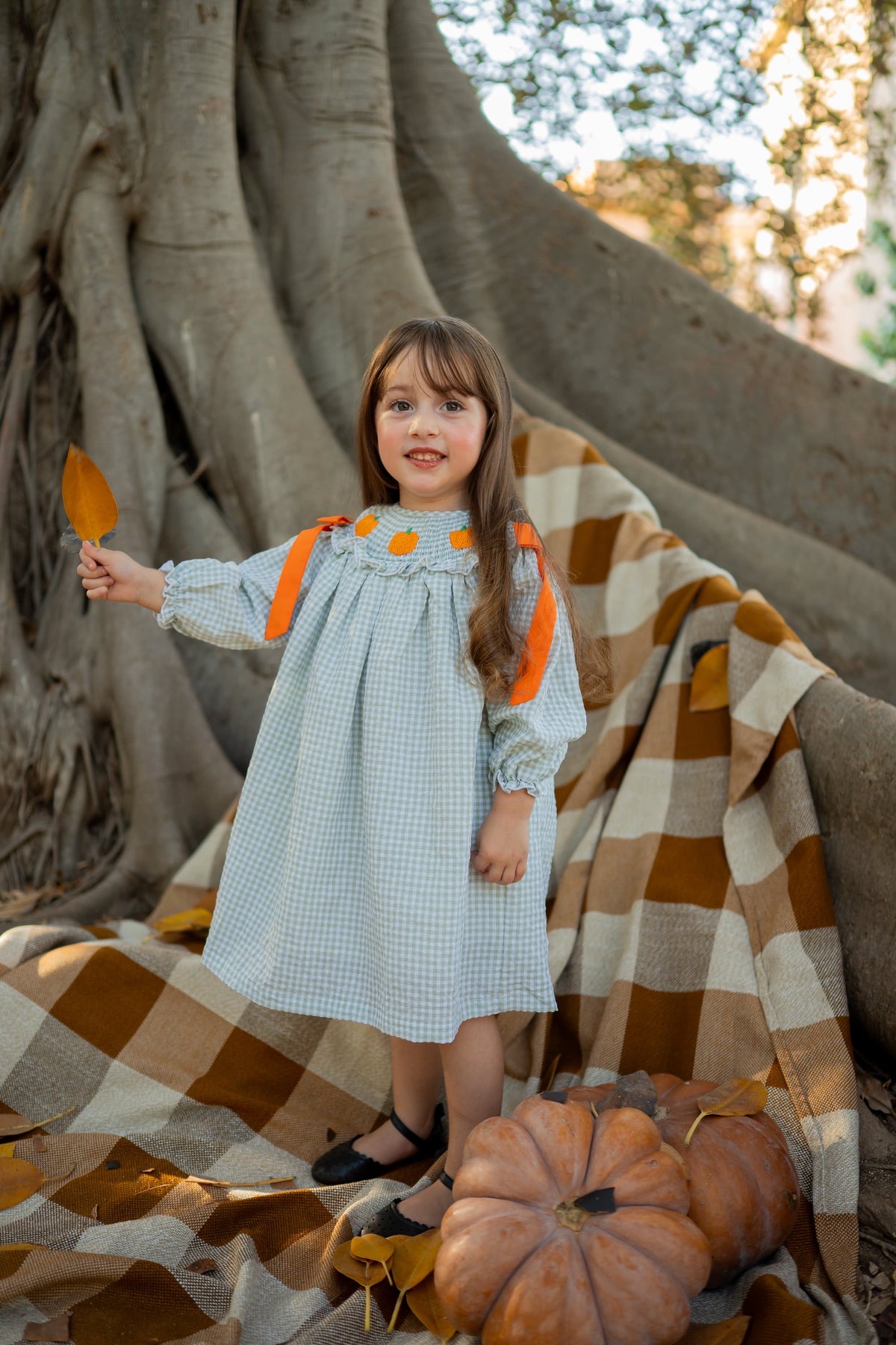 Pumpkin Spice Gingham Dress