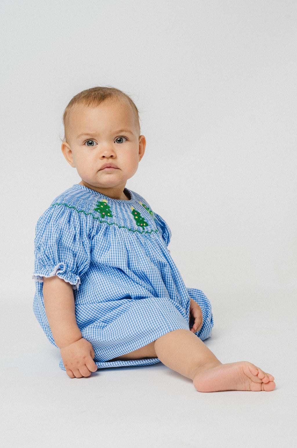 O' Christmas Tree Blue Gingham - Short Sleeves